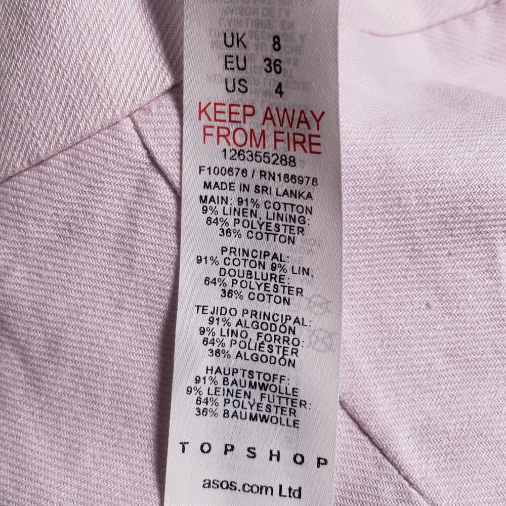 TopShop Lilac Linen-Blend Longline Shorts SZ 8 NWT - Picture 10 of 10